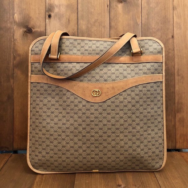 Authentic GUCCI GG Brown Monogram Canvas Tote Bag