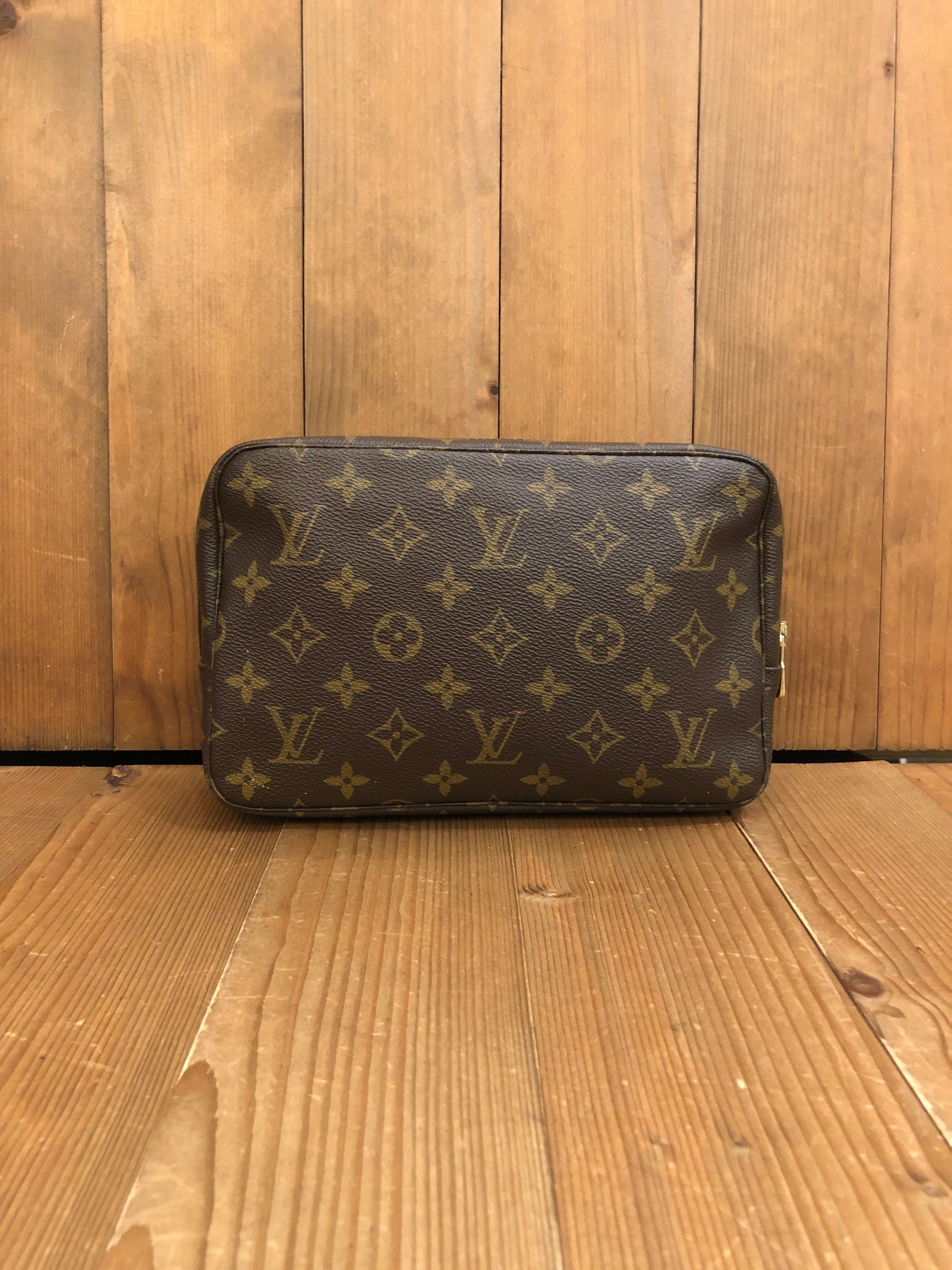 LOUIS VUITTON Vintage Brown Monogram Dopp Kit Toiletry Travel