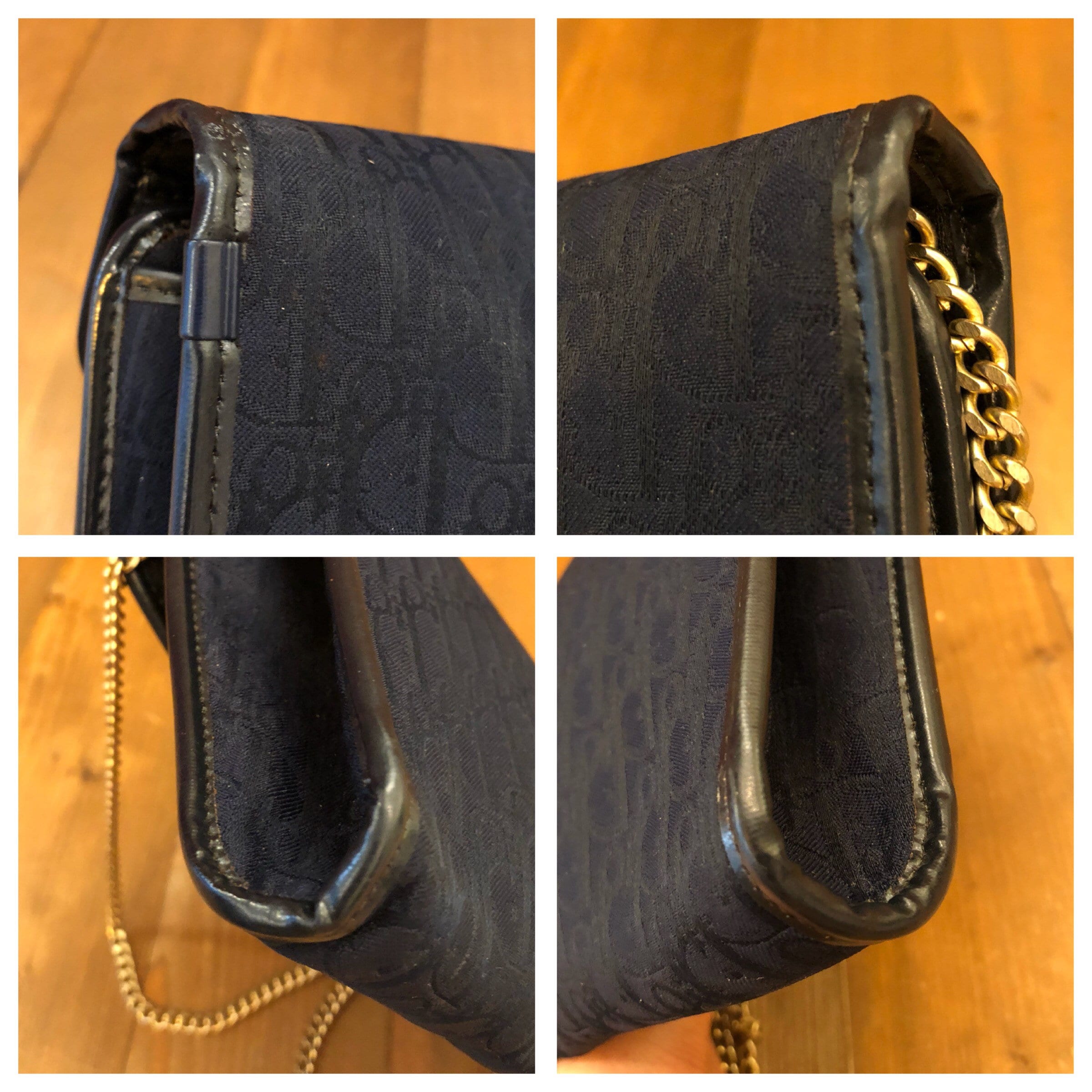 Authentic CHRISTIAN DIOR Navy Jacquard Chain Crossbody Bag Etsy