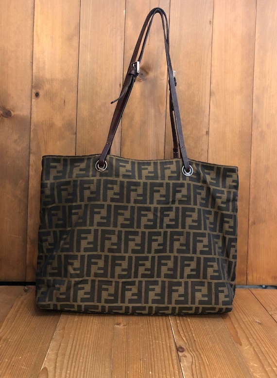 Authentic FENDI Brown Zucca Tote Bag (Zip Top)