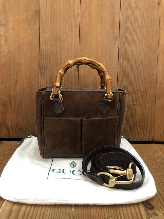 Gucci Vintage Alma Tote in Dark Brown Leather with Bamboo Handles