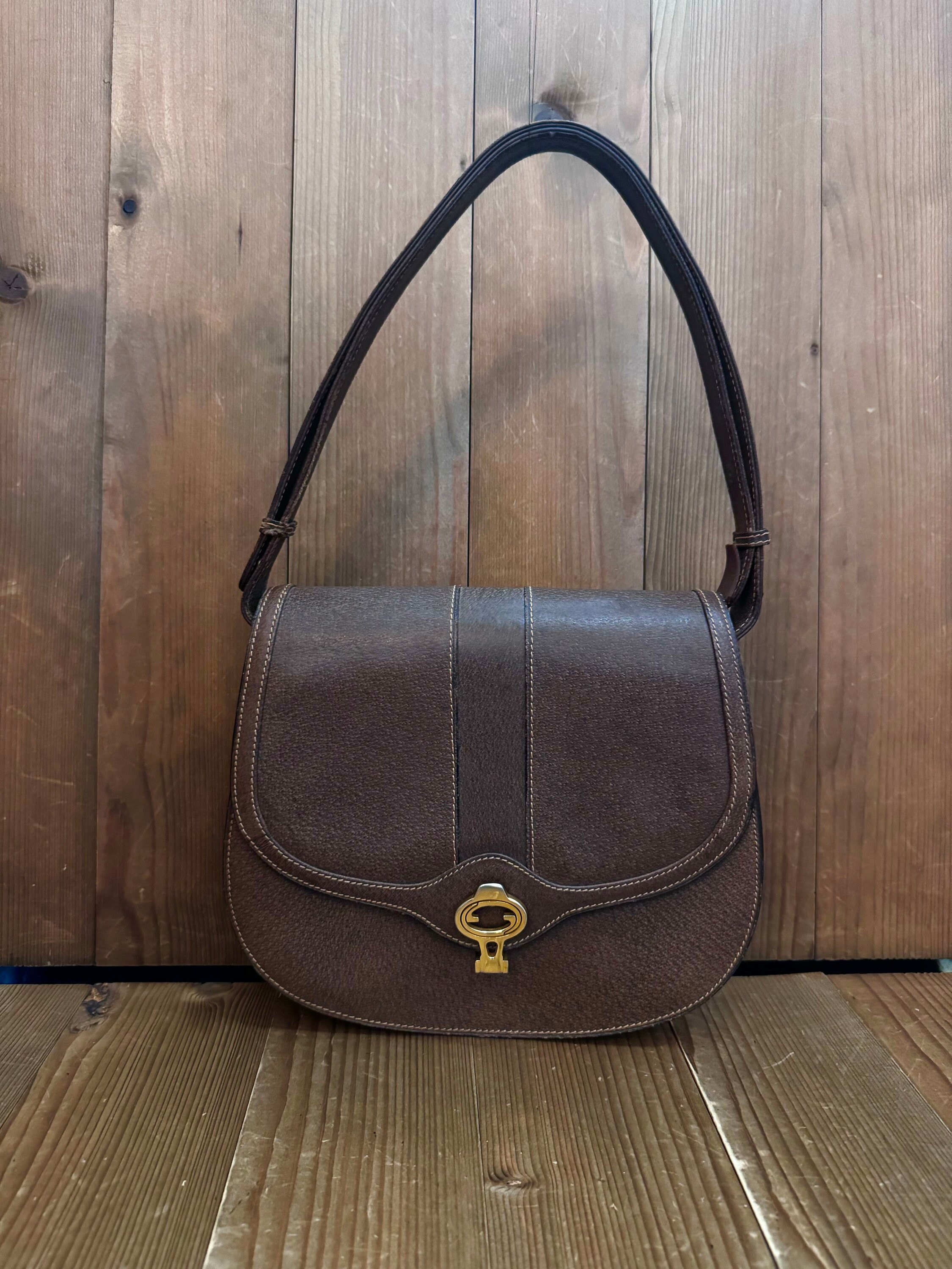 Authentic Vintage GUCCI Pigskin Leather Shoulder Bag Brown Etsy
