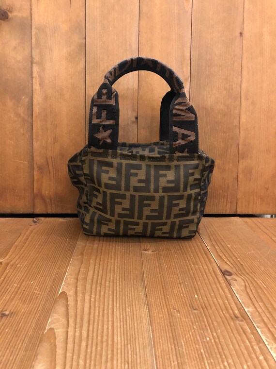 Authentic FENDI Zucca Brown Jacquard Mini Tote Bag