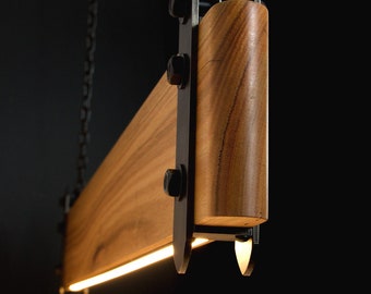 Wood Beam LED Pendant Light No.3 | Remote Control Dimmer | Linear Lighting