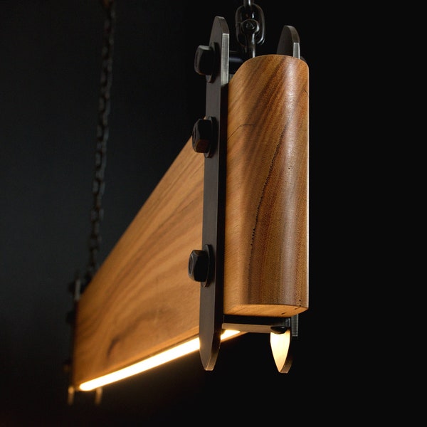 Wood Beam LED Pendant Light No.3 | Remote Control Dimmer | Linear Lighting