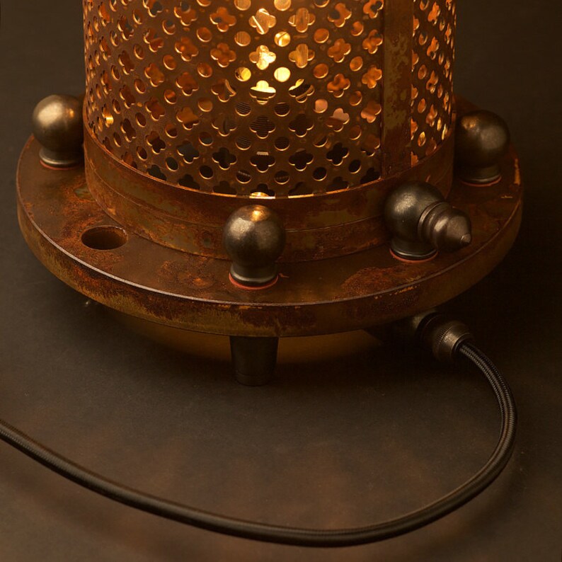Steampunk Club Round Perforated Steel Desk Lamp