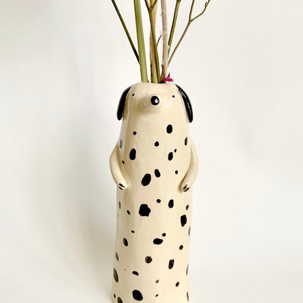 soliflore dalmatian dog spotted in enamelled ceramic