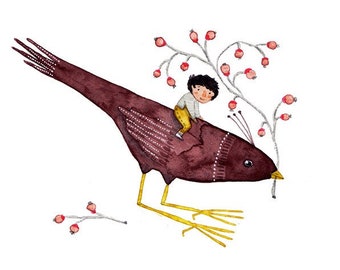 Illustration "on the back of bird"