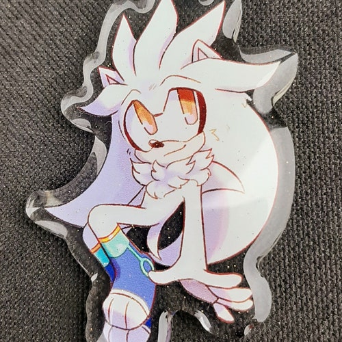 Silver the Hedgehog Glitter Acrylic Keychain Etsy