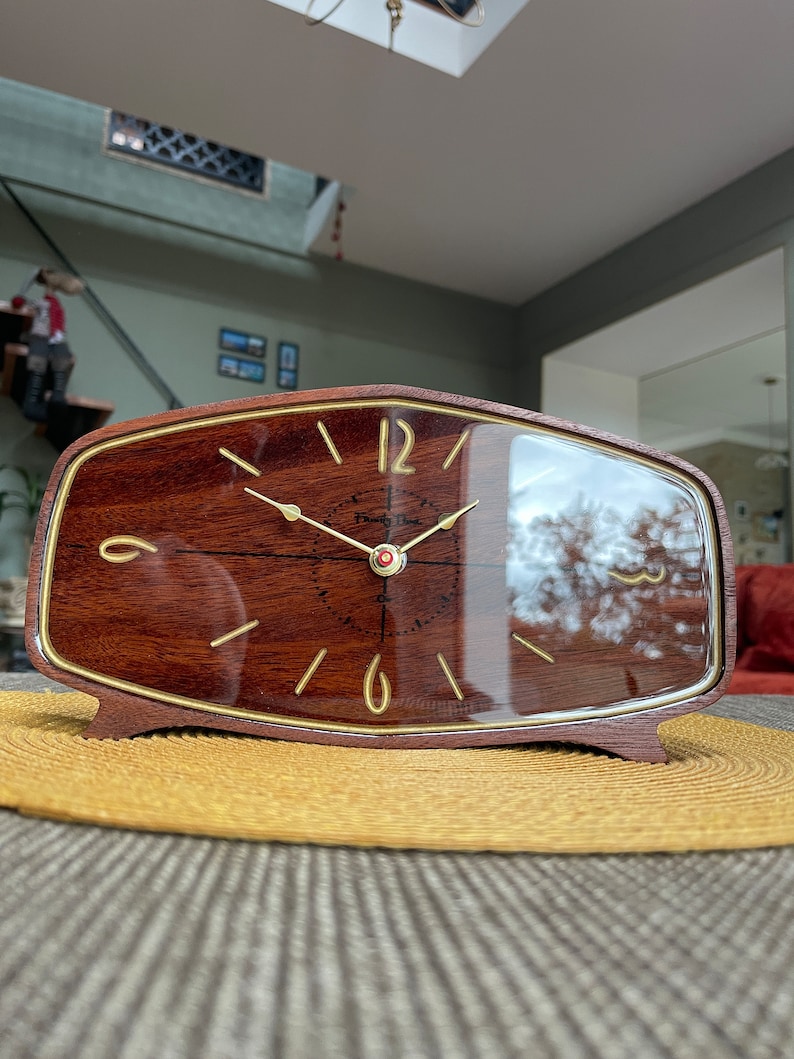 Classic Table Clock. Mahogany Wood gold in - Etsy