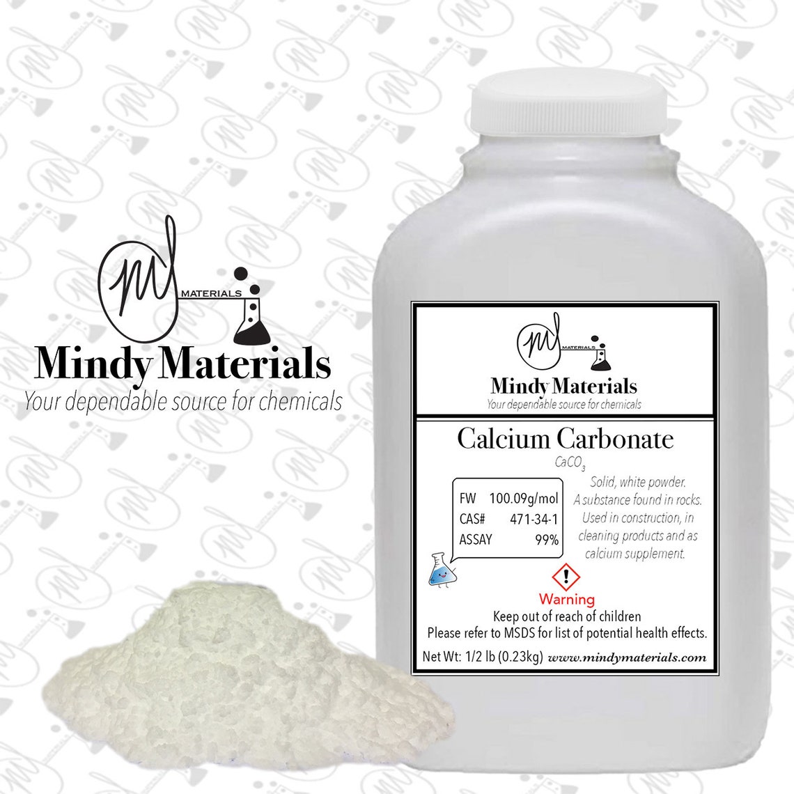 Calcium Carbonate USP/FCC 100 Precipitated 1/2 lb Bottle Etsy