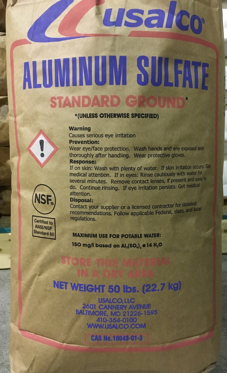 Aluminum Sulfate Al2SO43 99 PURE MIN. 50lb bag Etsy