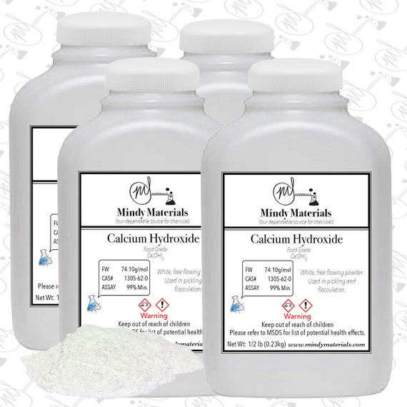 Calcium Hydroxide Food Grade 99 Pure Min 4 X 1 2lb Bottles Etsy