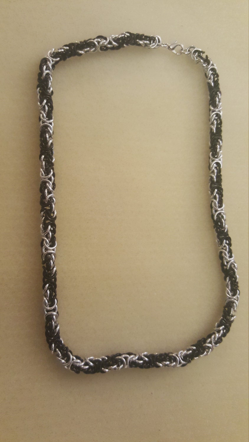Delicate Byzantine Chainmaille Necklace in Oxidized Silver main image 0