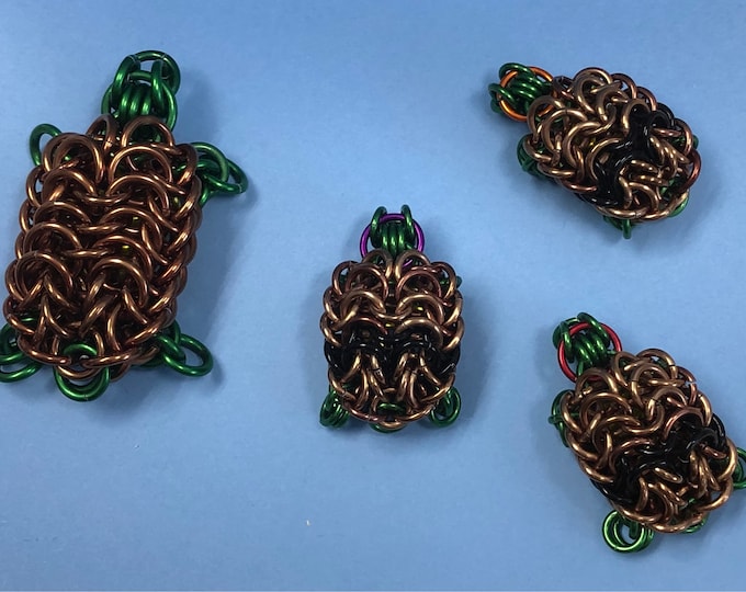 Handmade Chainmaille Turtle Figurine