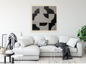 Abstract canvas original painting , grey and black paint, home decor painting, acrylic abstract painting