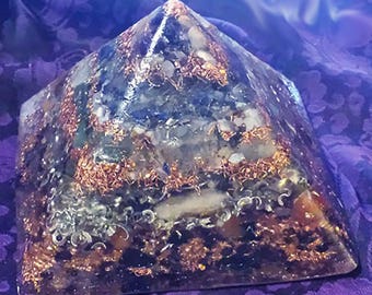 Third Eye/Crown Opening Crystals Orgone Pyramid (3 Sizes Available)