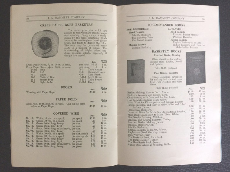 Books and Materials for Basket Making J L Hammett 1925-1926 LOOK Newark New Jersey not Boston image 5