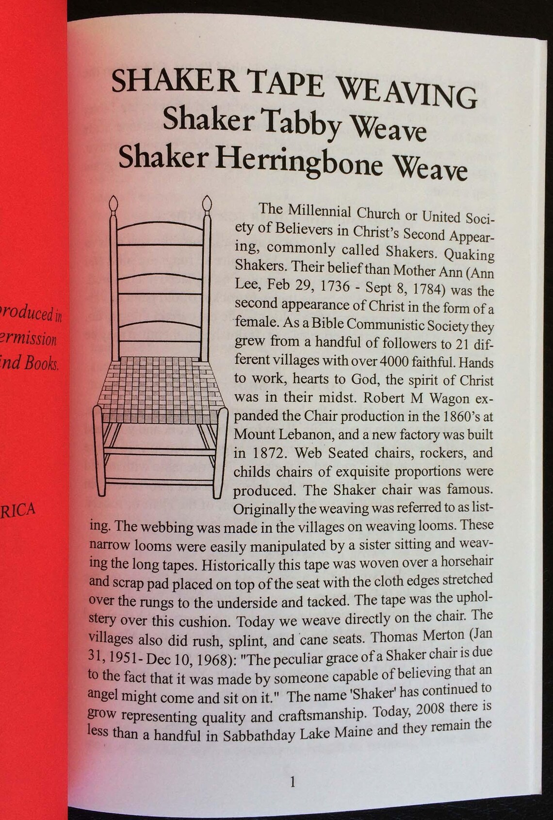 Shaker Tape Seat Weaving Traditional and Tabby Shaker Chair Etsy