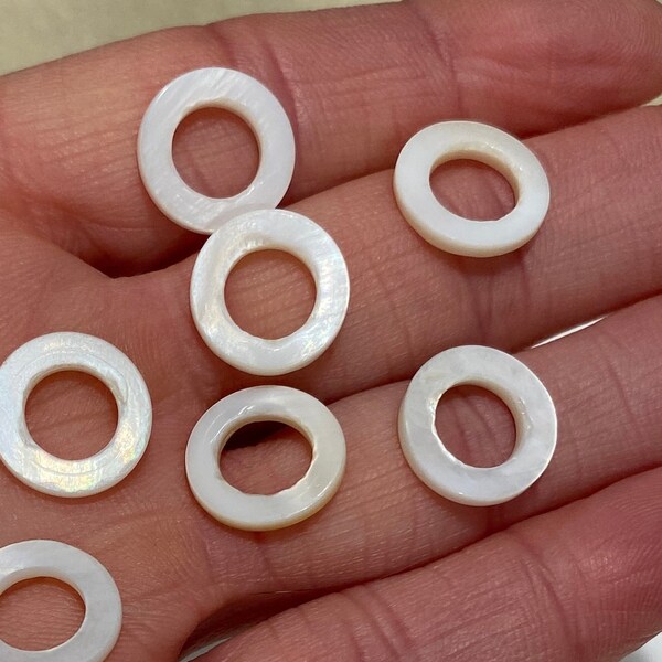 20 pcs Mother of Pearl Shell Circle Links 13mm (21228)