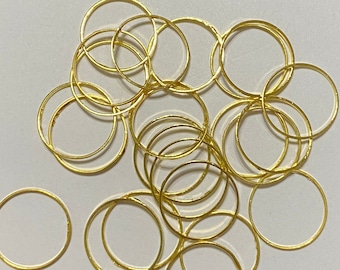 25 Bright Gold Plated Brass Link Connector Thin Circles 16mm (20240)