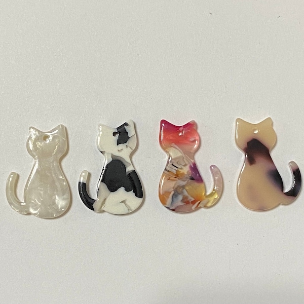 Cat Resin Pendant  25mm Color Choice 2 pcs