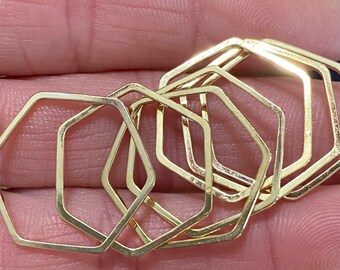 875 Platinum Tone 20mm x 17mm 10 pieces Hexagon Links