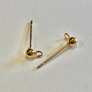 20 pc 18k Gold Plated Stainless Steel Ball Stud Earrings with Loop (21033)