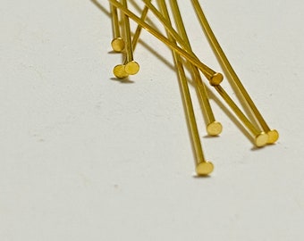 High Quality Flat Head Pins 24K Gold Plated Stainless Steel Nickel Free 2 inch 23 Gauge (20862)