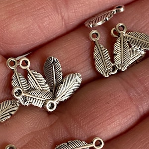 10 Double Sided Antique Silver Tibetan Style Feathers 12mm (21264)