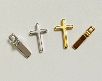 4 Light Gold or Silver Cross Brass Bead Charms (20703-20705)