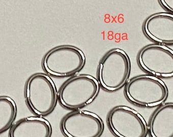 Stainless Steel Open Jump Rings 8mm x 6mm 18ga (20709)