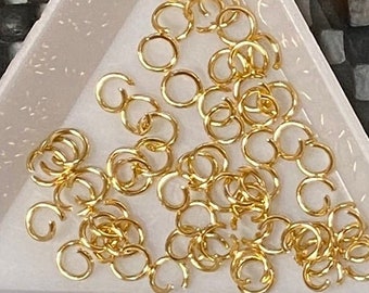 18K Gold Plated Stainless Steel Open Jump Rings 5mm 20 ga (21585)