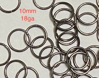 100 Gunmetal Open Jump Rings 10mm 18gauge (20699)