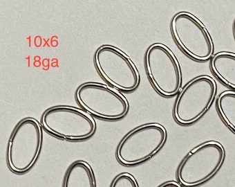 Stainless Steel Oval Open Jump Rings 10mm x 6mm 18ga (20714)