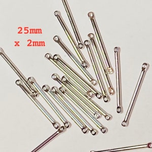 High Quality Anti Tarnish Silver Bar Connectors 25mm x 2mm (20920)