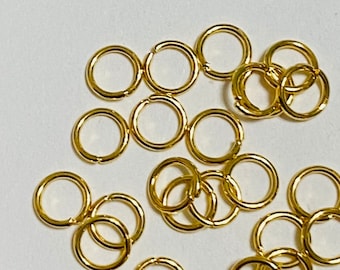 18K Gold Plated Stainless Steel Open Jump Rings 5mm 21ga (20306)