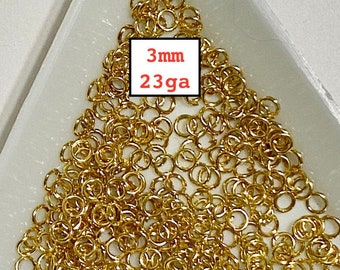 Gold Plated Open Jump Rings Nickel Free 3mm 23ga (20856)