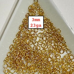 Gold Plated Open Jump Rings Thin Nickel Free 3mm 23ga (20856)