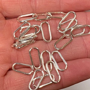 24 Large Silver Long Oval Rectangle Open Jump Rings 13mm x 7mm 17 Gauge (21044)
