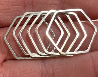 875 Platinum Tone 20mm x 17mm 10 pieces Hexagon Links