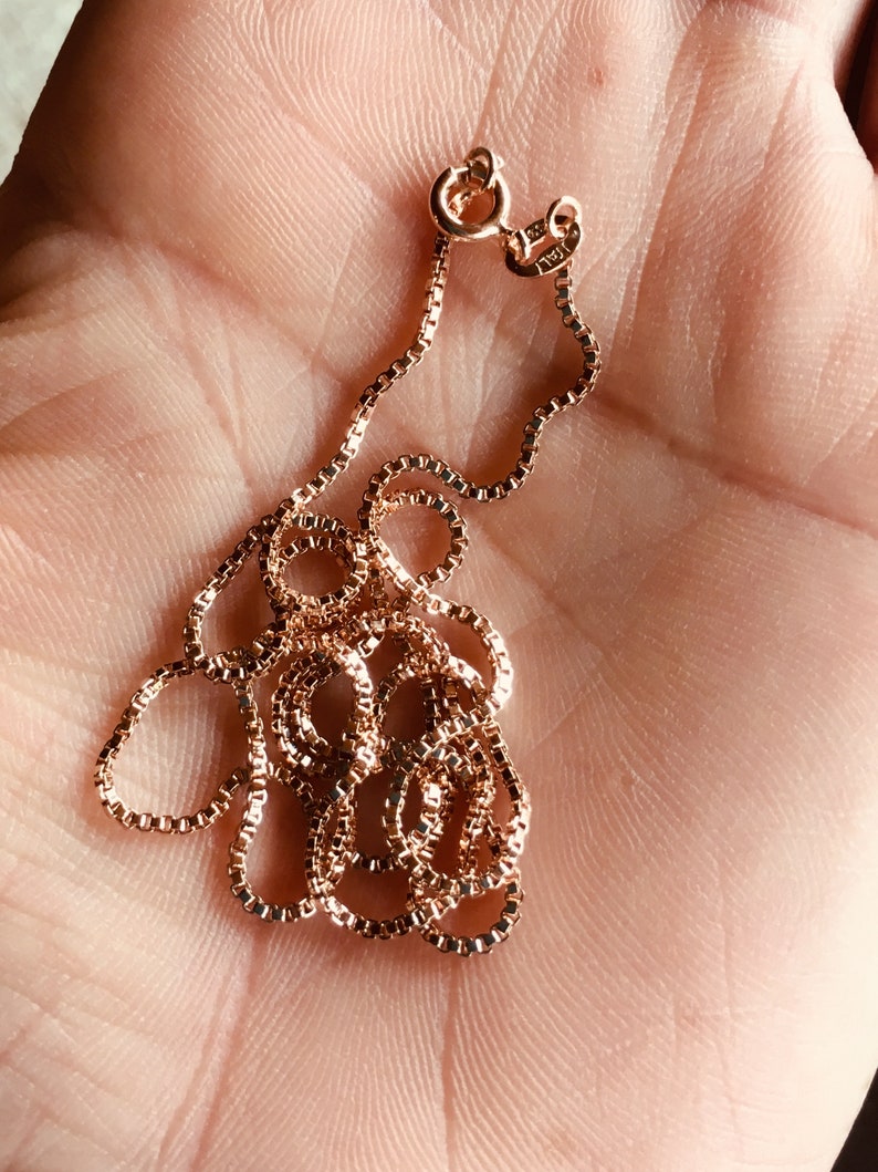 Rose Gold Box Chain Italy Necklace 18 inches 1mm