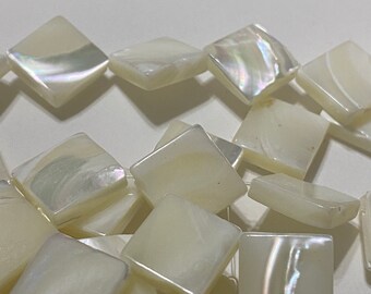 Mother of Pearl  Diamond Rhombus Shaped Beads 16mm (20370)