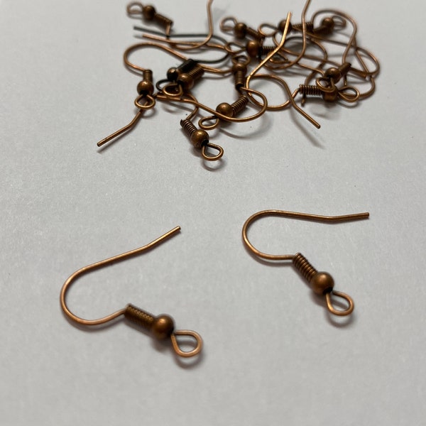 100 or 500 pcs Bulk Antique Copper Ear Wires Nickel/Lead free Ball/Coil Fish Hook (20685- 21344)