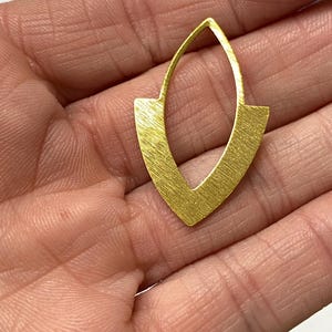 4 Brushed Brass Marquise Earring Component Pendant 35mm x 20mm (20643)