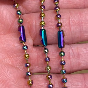 Rainbow Plated Stainless Steel Ball Chain Necklace Permanent Color (20890)