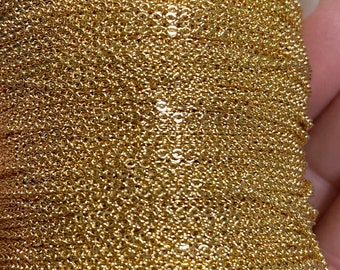 18K Gold Plated Dainty Sparkly Cable Chain 1.5mmx 1.1mm By The Foot (20449)