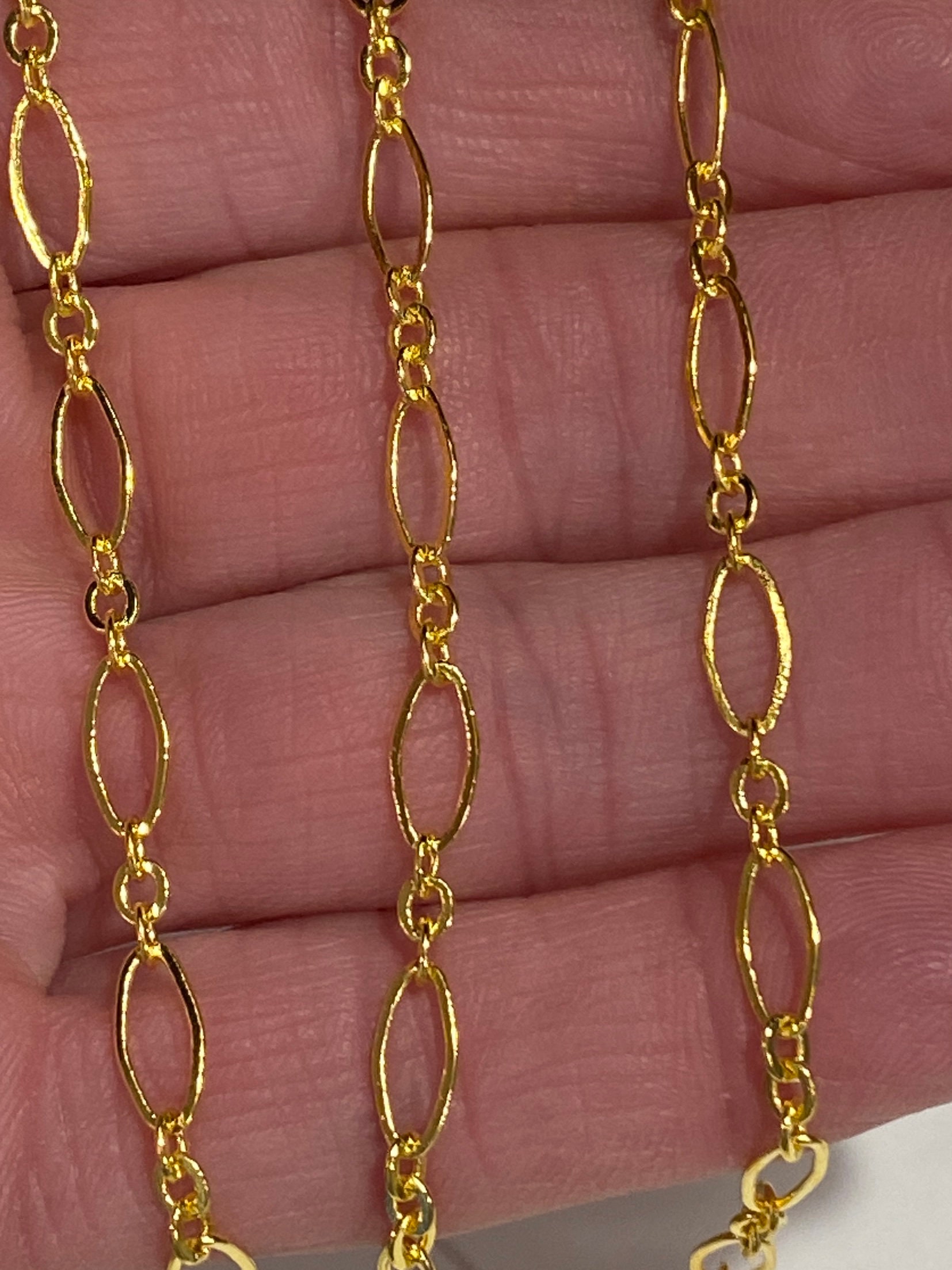 Figaro Flat Oval Gold Plated Brass 