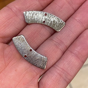 4 Silver Plated Brass Textured Arch with 2 holes Earring Component Pendant Charm (21232)