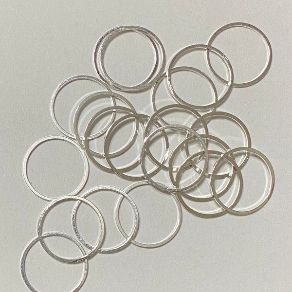 20 Silver Platinum Plated Brass Link Connector Circles 16mm (20241)